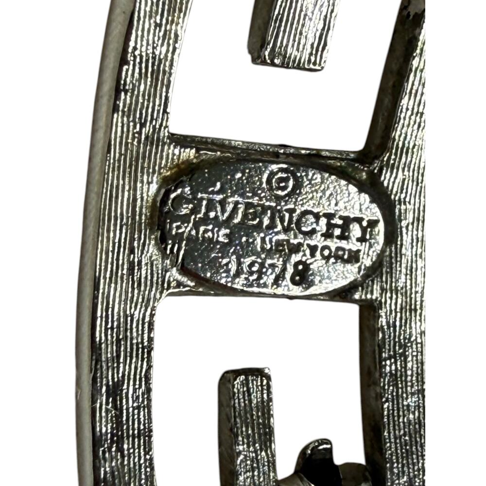 Vintage Givenchy 1978 Greek Key G Link Silver Plated Necklace Paris New York - Picture 7 of 8